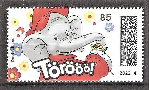 Briefmarke BRD Mi.Nr. 3677 ** Benjamin Blümchen 2022 / Elefant Benjamin Blümchen mit Blumen