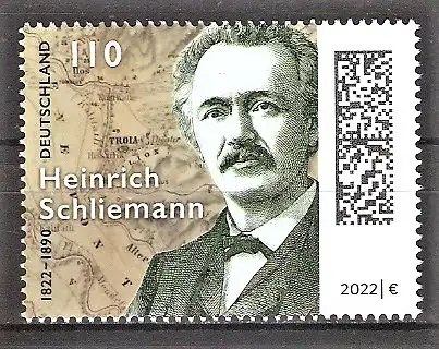 Briefmarke BRD Mi.Nr. 3659 ** 200. Geburtstag von Heinrich Schliemann 2022 / Archäologe 