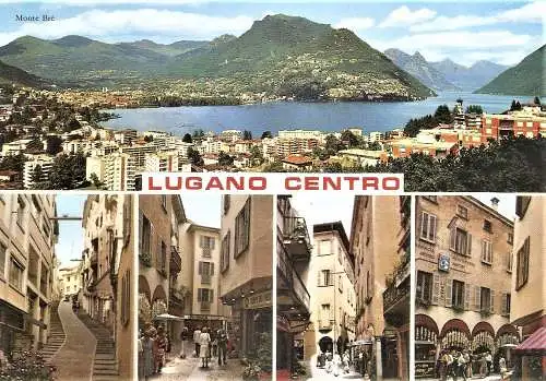 Ansichtskarte Schweiz - Lugano / Panorama und Innenstadt Gassen (2607)
