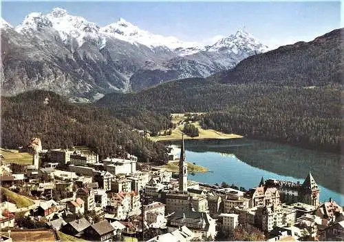 Ansichtskarte Schweiz - St. Moritz mit Piz Languard und Piz Albris (2604)