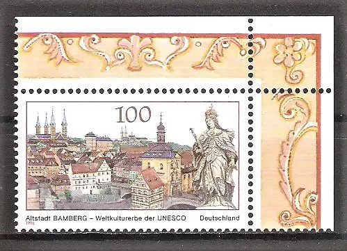 Briefmarke BRD Mi.Nr. 1881 ** Bogenecke oben rechts - UNESCO-Welterbe 1996 / Altstadt Bamberg