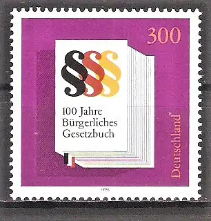 Briefmarke BRD Mi.Nr. 1874 ** 100 Jahre Bürgerliches Gesetzbuch 1996