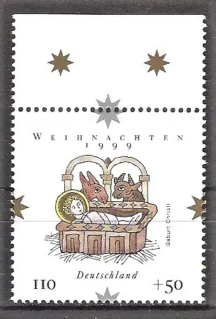 Briefmarke BRD Mi.Nr. 2085 ** Oberrand - Weihnachten 1999 / Geburt Christi