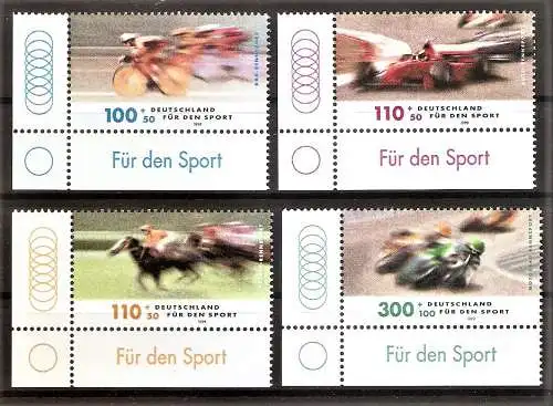 Briefmarke BRD Mi.Nr. 2031-2034 ** Bogenecken unten links - Sporthilfe 1999 - Rennsport / Kompletter Satz !