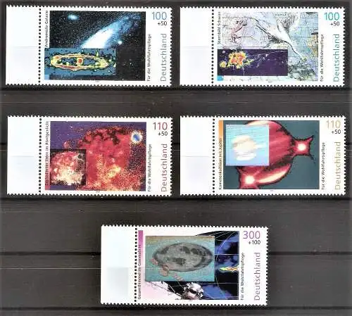 Briefmarke BRD Mi.Nr. 2077-2081 ** Seitenränder links - Wohlfahrt 1999 - Der Kosmos / Kompletter Satz !