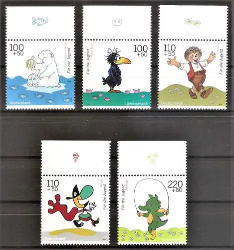 Briefmarke BRD Mi.Nr. 2055-2059 ** Oberränder - Jugend 1999 - Trickfilmfiguren / Kompletter Satz !