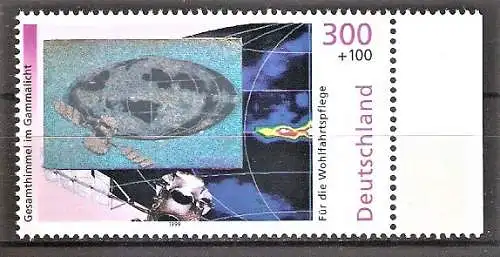Briefmarke BRD Mi.Nr. 2081 ** Seitenrand rechts - Der Kosmos 1999 - Gesamthimmel unter Gammastrahlung (Hologrammfolie)
