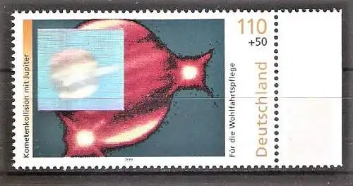 Briefmarke BRD Mi.Nr. 2080 ** Seitenrand rechts - Der Kosmos 1999 - Kometenkollision mit Jupiter (Hologrammfolie)