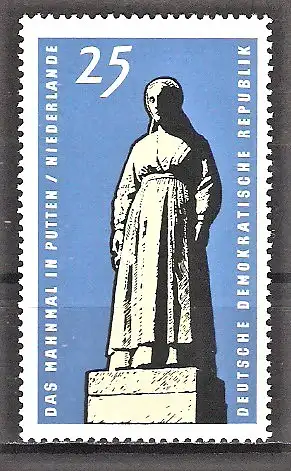 Briefmarke DDR Mi.Nr. 1141 ** Internationale Mahn- und Gedenkstätten 1965 / Mahnmal Putten (Niederlande)