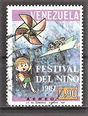 Briefmarke Venezuela Mi.Nr. 1731 o Tag des Kindes 1967 / Spielende Kinder mit Windrädchen