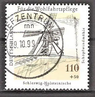 Briefmarke BRD Mi.Nr. 1951 o Wasser- und Windmühlen 1997 / Schleswig-Holsteinische Schöpfwindmühle