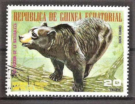 Briefmarke Äquatorial-Guinea Mi.Nr. 1244 o Nordamerikanische Tiere 1977 / Schwarzbär