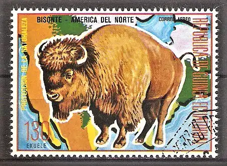 Briefmarke Äquatorial-Guinea Mi.Nr. 1246 o Nordamerikanische Tiere 1977 / Bison