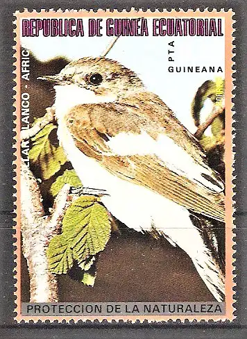 Briefmarke Äquatorial-Guinea Mi.Nr. 992 ** Afrikanische Vögel 1976 / „El collar blanco“