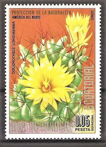 Briefmarke Äquatorial-Guinea Mi.Nr. 421 ** Nordamerikanische Blumen und Kakteen 1974 / Dolichothele longimamma