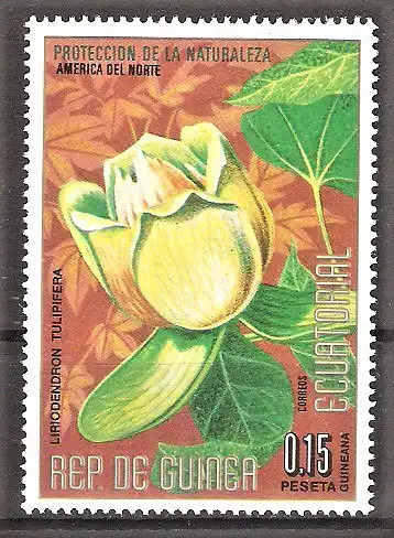Briefmarke Äquatorial-Guinea Mi.Nr. 423 ** Nordamerikanische Blumen und Kakteen 1974 / Liriodendron tulipifera