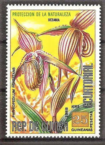 Briefmarke Äquatorial-Guinea Mi.Nr. 435 ** Naturschutz 1974 / Orchideen - Paphiopedilum praestans