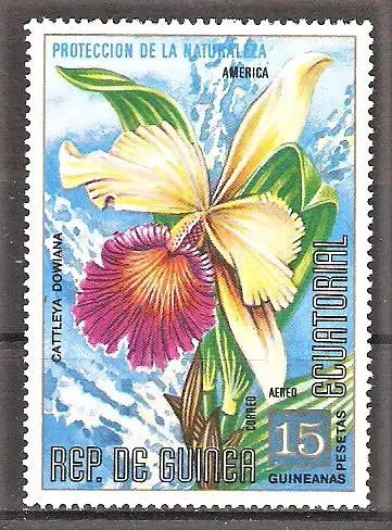 Briefmarke Äquatorial-Guinea Mi.Nr. 434 ** Naturschutz 1974 - Orchideen / Cattleya dowiana