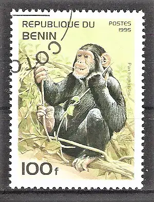 Briefmarke Benin Mi.Nr. 693 o Säugetiere Afrikas 1995 / Schimpanse (Pan troglodytes)