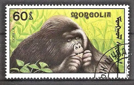 Briefmarke Mongolei Mi.Nr. 2297 o Afrikanische Fauna 1991 / Gorilla (Gorilla gorilla)