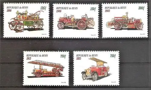 Briefmarke Benin Mi.Nr. 1332 LII - LV ** Feuerwehrfahrzeuge 2001 / Kompletter Satz !
