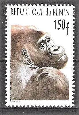 Briefmarke Benin Mi.Nr. 1327 XLVIII ** Gorillas 2001 / Blick über die Schulter