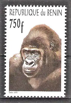 Briefmarke Benin Mi.Nr. 1327 LI ** Gorillas 2001 / Kopf eines erwachsenen Tieres