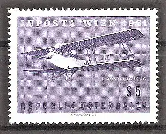 Briefmarke Österreich Mi.Nr. 1085 ** Luftpost-Briefmarkenausstellung LUPOSTA 1961 / Postflugzeug Hansa Brandenburg C-1