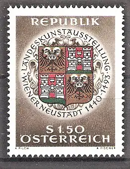 Briefmarke Österreich Mi.Nr. 1206 ** Landeskunstausstellung „Wiener Neustadt 1440–1493“ 1966 / Wappen von Wiener Neustadt
