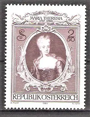 Briefmarke Österreich Mi.Nr. 1638 ** Kaiserin Maria Theresia 1980 / "Maria Theresia als junges Mädchen" von Andreas Moller