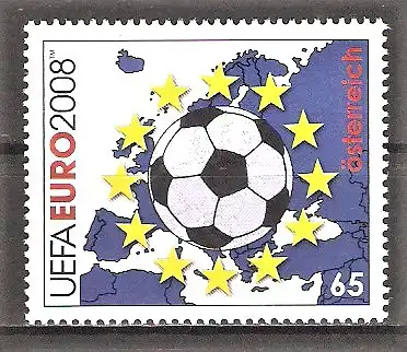 Briefmarke Österreich Mi.Nr. 2714 ** Fussball-Europameisterschaft 2008 / Fussball, Europasterne, Europakarte
