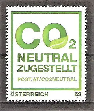 Briefmarke Österreich Mi.Nr. 2956 ** Umweltschutz 2011 - Klimaneutrale Postzustellung / CO² neutral zugestellt