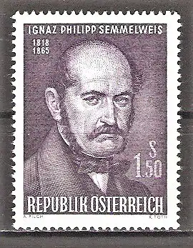 Briefmarke Österreich Mi.Nr. 1192 ** 100. Todestag von Ignaz Semmelweis 1965 / Arzt, Entdecker der Ursache des Kindbettfiebers