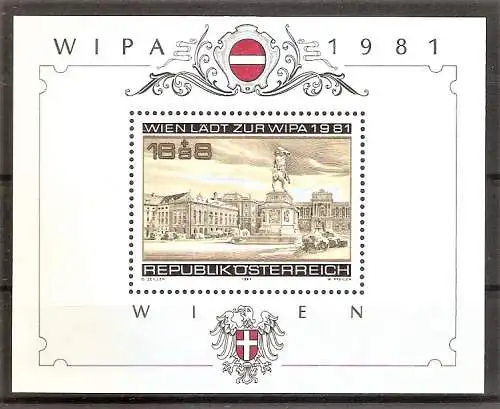 Briefmarke Österreich BLOCK 5 ** (Mi.Nr. 1665) Internationale Briefmarkenausstellung WIPA 1981