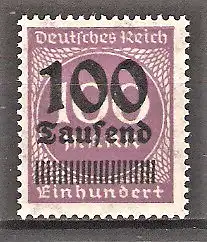 Briefmarke Deutsches Reich Mi.Nr. 289 ** 100 TSD. auf 100 M. Ziffern im Kreis / Freimarke 1923