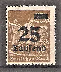 Briefmarke Deutsches Reich Mi.Nr. 283 ** 25 TSD. auf 25 M. Schnitter / Freimarke 1923