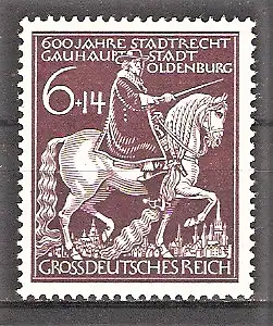 Briefmarke Deutsches Reich Mi.Nr. 907 ** 600. Jahrestag der Verleihung der Stadtrechte an Oldenburg 1945