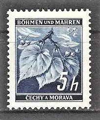 Briefmarke Böhmen und Mähren Mi.Nr. 20 ** Freimarke 1939 / Lindenzweig mit Früchten