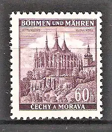 Briefmarke Böhmen und Mähren Mi.Nr. 27 ** Freimarke 1939 / Kuttenberg