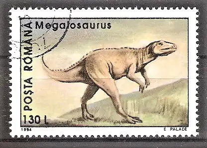 Briefmarke Rumänien Mi.Nr. 4975 o Prähistorische Tiere 1994 / Megalosaurus