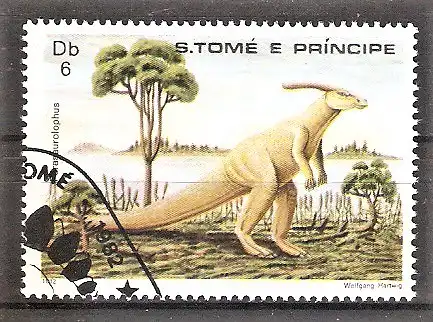 Briefmarke Sao Tome & Principe Mi.Nr. 778 o Parasaurolophus