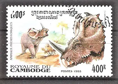 Briefmarke Kambodscha Mi.Nr. 1489 o Prähistorische Tiere 1995 / Centrosaurus