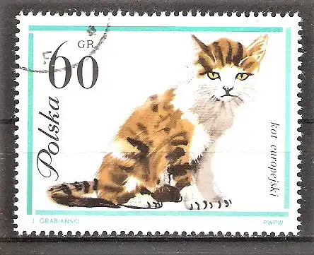 Briefmarke Polen Mi.Nr. 1478 o Katzen 1964 / Europäische Katze