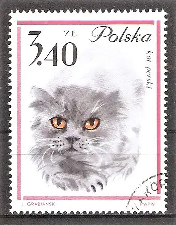 Briefmarke Polen Mi.Nr. 1483 o Persische Katze