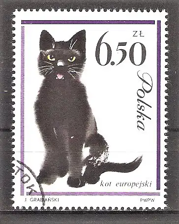 Briefmarke Polen Mi.Nr. 1484 o Katzen 1964 / Europäische Katze