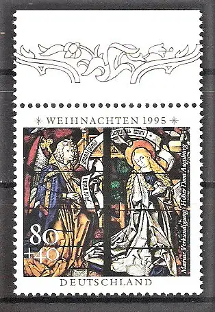 Briefmarke BRD Mi.Nr. 1831 ** OBERRAND Weihnachten 1995 / Details aus dem Marienfenster des Doms zu Augsburg - Mariä Verkündigung