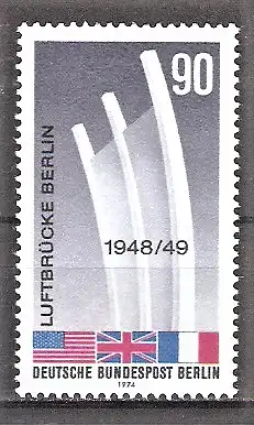 Briefmarke Berlin Mi.Nr. 466 ** 25. Jahrestag der Beendigung der Blockade Berlins 1974 / Luftbrückendenkmal in Berlin-Tempelhof