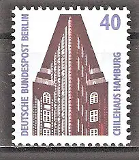 Briefmarke Berlin Mi.Nr. 816 ** 40 Pf. Sehenswürdigkeiten 1988 / Chilehaus in Hamburg