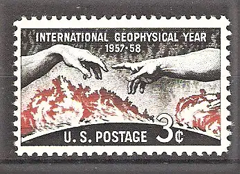 Briefmarke USA Mi.Nr. 727 ** Internationales Geophysikalisches Jahr 1958 / Sonnenscheibe mit Gaswirbeln