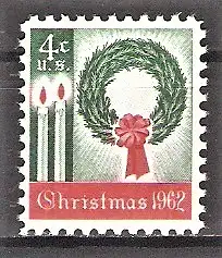Briefmarke USA Mi.Nr. 834 ** Weihnachten 1962 / Kerzen & Kranz